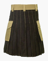 HYBRID KILT IN TWO TONES-BLACK AND KHAKI - scottish kilt jacket